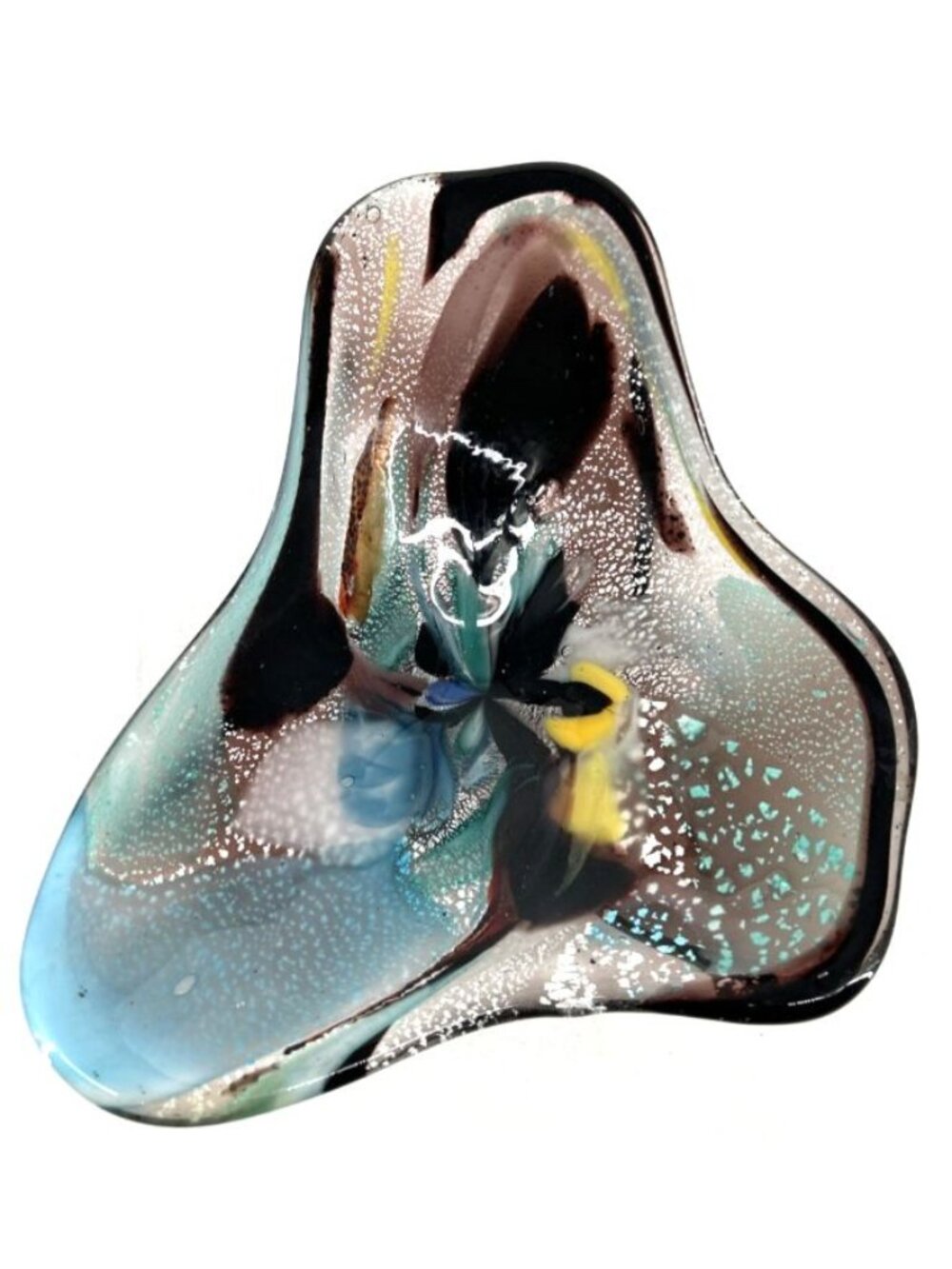 Murano Glass Bowl Freeform Multicolor 11" Art Glass Pottery Italy Vintage - Picture 1 of 6